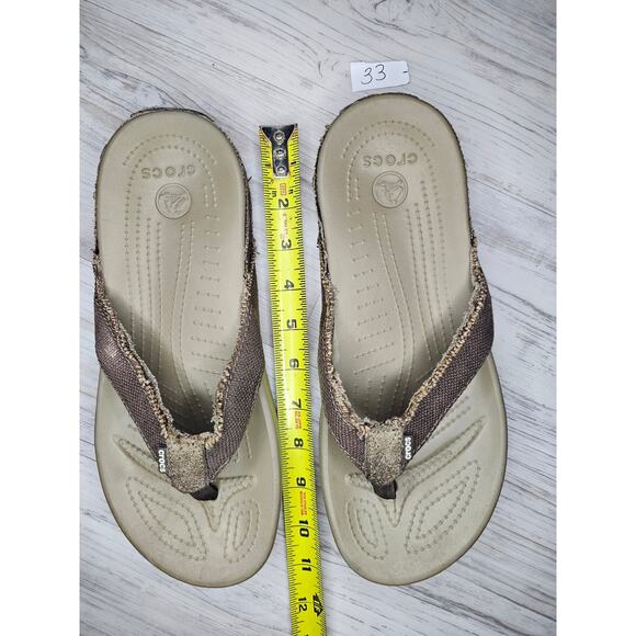 Crocs Other - Crocs Canvas Flip Flops Men 8/Women 10 Brown Tan Comfort Sandals Unisex